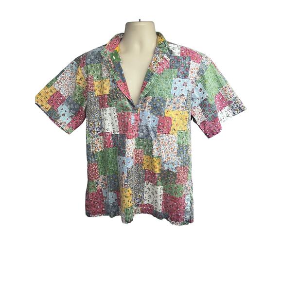 Reyn Spooner Floral Reverse Print Hawaiian Pullover Shirt Large Patchwork USA - Picture 3 of 8